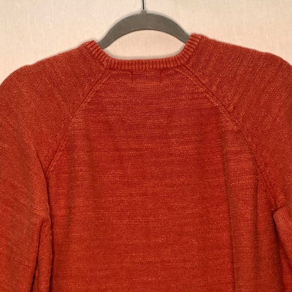 💎LL Bean Mens Heather Rust Raglan Crew Neck Sweater Size Medium Academia - Picture 5 of 7